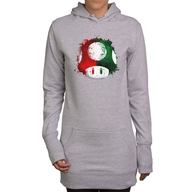Damen Long Hoodie - Super Mario - Pilz schwarz-rot XL