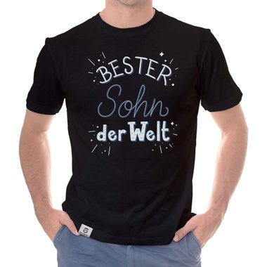 Herren T-Shirt - Bester Sohn der Welt dunkelblau-weiss S