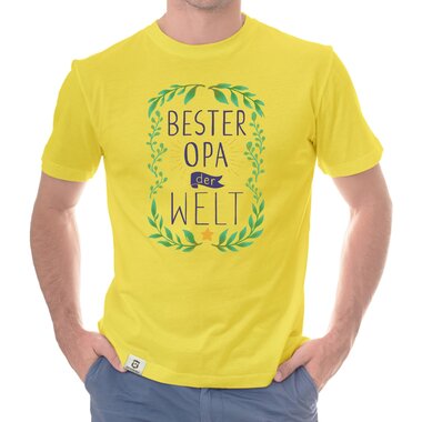 Herren T-Shirt - Bester Opa der Welt gelb-dunkelblau S