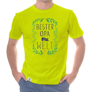 Herren T-Shirt - Bester Opa der Welt gelb-dunkelblau S