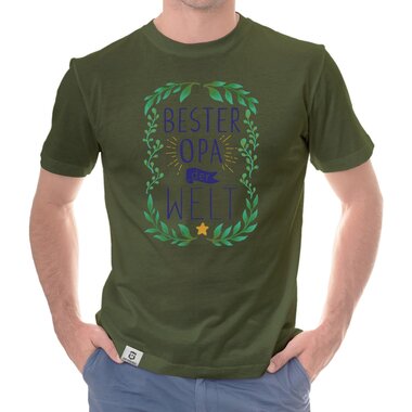 Herren T-Shirt - Bester Opa der Welt gelb-dunkelblau S