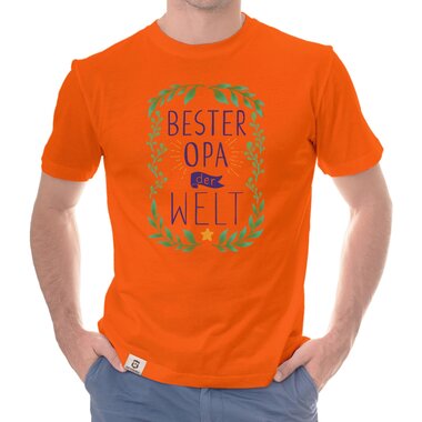 Herren T-Shirt - Bester Opa der Welt gelb-dunkelblau S