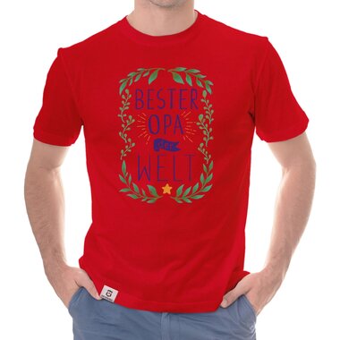 Herren T-Shirt - Bester Opa der Welt gelb-dunkelblau S