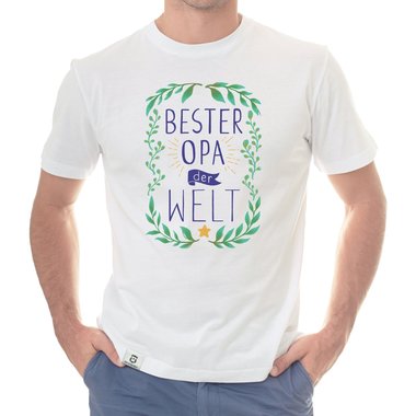 Herren T-Shirt - Bester Opa der Welt weiss-dunkelblau 5XL
