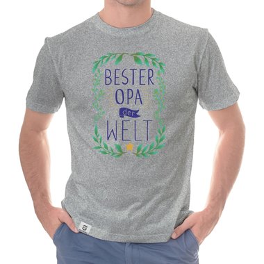 Herren T-Shirt - Bester Opa der Welt weiss-dunkelblau 5XL