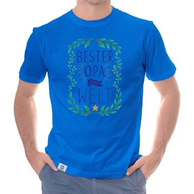 Herren T-Shirt - Bester Opa der Welt weiss-dunkelblau 5XL