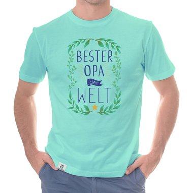 Herren T-Shirt - Bester Opa der Welt weiss-dunkelblau 5XL