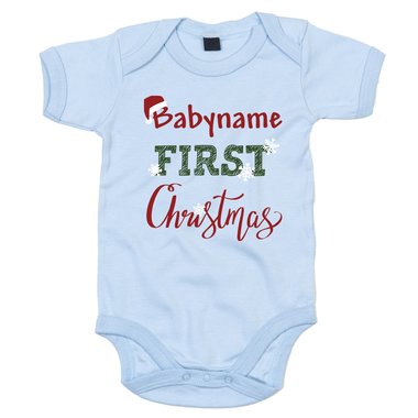 Baby Body - First Christmas mit Wunschnamen schwarz-rot 50-62