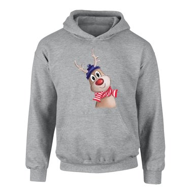 Kinder Hoodie - Little Rudolph dunkelblau-rot 98-104