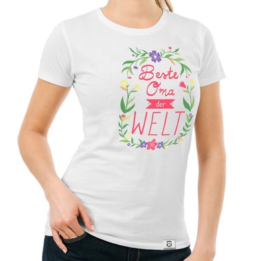 Damen T-Shirt - Beste Oma der Welt dunkelblau-rot S