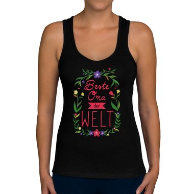 Damen Tank Top - Beste Oma der Welt hellgrau-rot XS
