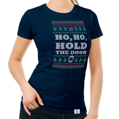 Damen T-Shirt - Ho, Ho, Hold the Door dunkelblau-weiss S