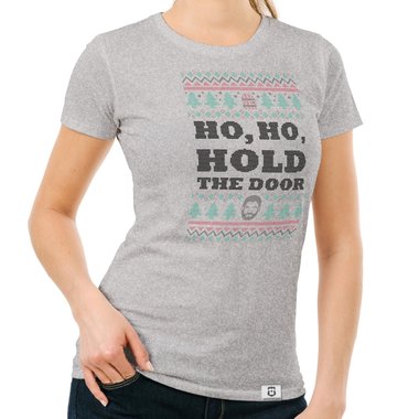 Damen T-Shirt - Ho, Ho, Hold the Door dunkelblau-weiss S