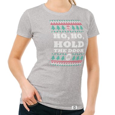 Damen T-Shirt - Ho, Ho, Hold the Door dunkelblau-weiss S