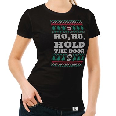 Damen T-Shirt - Ho, Ho, Hold the Door dunkelblau-weiss S