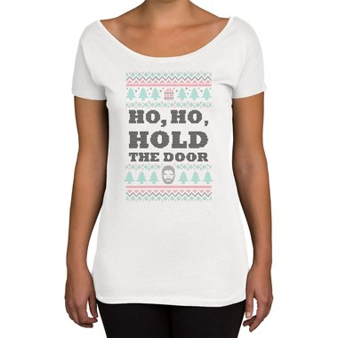 Damen T-Shirt U-Boot-Ausschnitt - Ho, Ho, Hold the Door