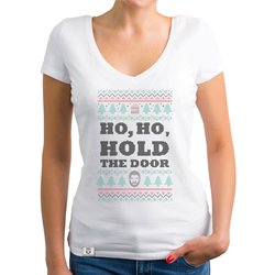 Damen T-Shirt V-Ausschnitt - Ho, Ho, Hold the Door