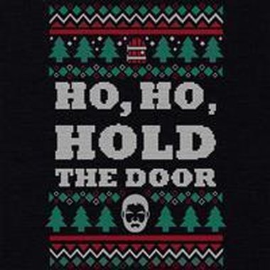 Damen T-Shirt V-Ausschnitt - Ho, Ho, Hold the Door dunkelgrau-weiss XS