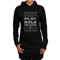 Damen Long Hoodie - Ho, Ho, Hold the Door