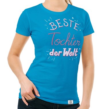 Damen T-Shirt - Beste Tochter der Welt dunkelblau-rosa S