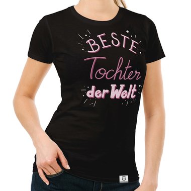 Damen T-Shirt - Beste Tochter der Welt dunkelblau-rosa S