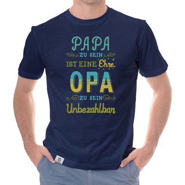 Herren T-Shirt - Opa sein - Unbezahlbar dunkelblau-gelb S