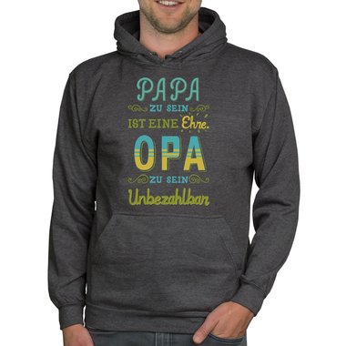 Herren Hoodie - Opa sein - Unbezahlbar dunkelgrau-gelb XS