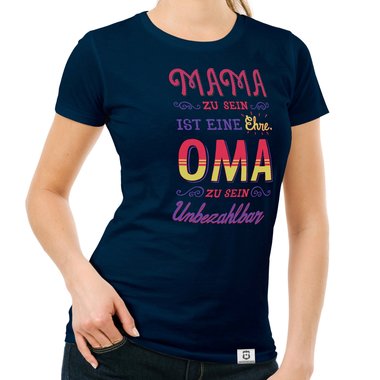 Damen T-Shirt - Oma sein - Unbezahlbar dunkelblau-rot S