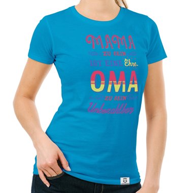 Damen T-Shirt - Oma sein - Unbezahlbar dunkelblau-rot S