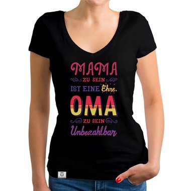 Damen T-Shirt V-Ausschnitt - Oma sein - Unbezahlbar
