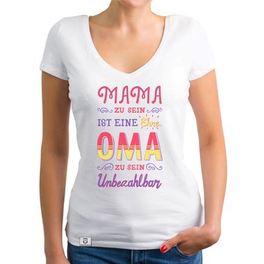 Damen T-Shirt V-Ausschnitt - Oma sein - Unbezahlbar