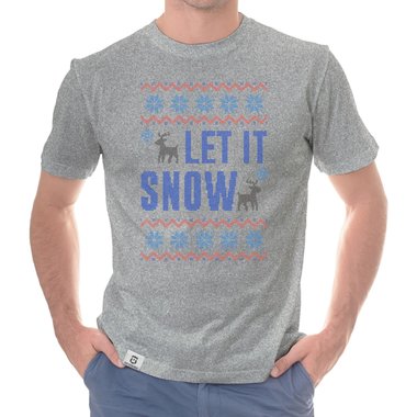 Herren T-Shirt - Let it snow gelb-blau S