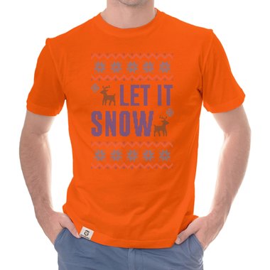 Herren T-Shirt - Let it snow weiss-blau 5XL