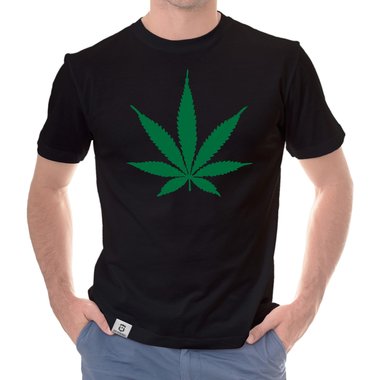 Herren T-Shirt - Hanfblatt weiss-regenbogen 5XL