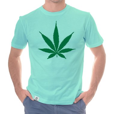 Herren T-Shirt - Hanfblatt weiss-regenbogen 5XL
