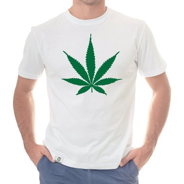 Herren T-Shirt - Hanfblatt weiss-regenbogen 5XL