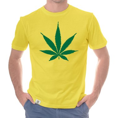 Herren T-Shirt - Hanfblatt weiss-regenbogen 5XL