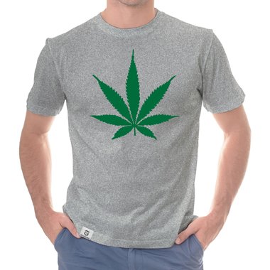 Herren T-Shirt - Hanfblatt weiss-regenbogen 5XL