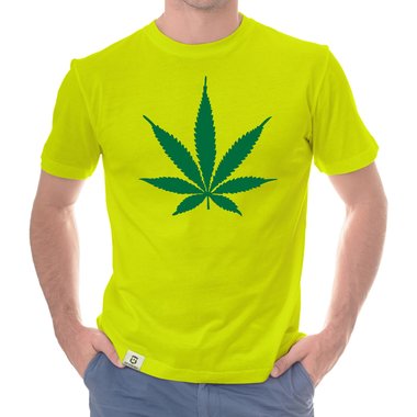 Herren T-Shirt - Hanfblatt weiss-regenbogen 5XL