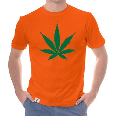 Herren T-Shirt - Hanfblatt weiss-regenbogen 5XL