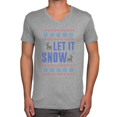 Herren T-Shirt - V-Ausschnitt - Let it snow
