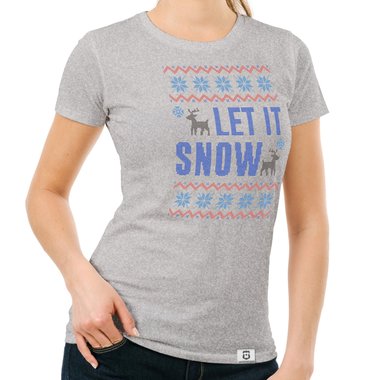 Damen T-Shirt - Let it snow dunkelblau-blau S