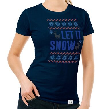 Damen T-Shirt - Let it snow weiss-blau XXL
