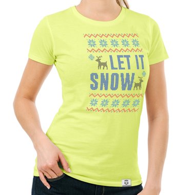 Damen T-Shirt - Let it snow weiss-blau XXL
