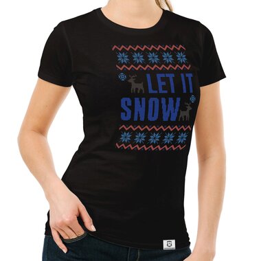 Damen T-Shirt - Let it snow weiss-blau XXL