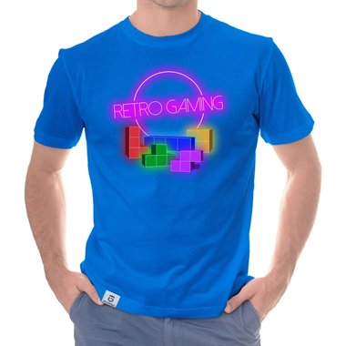 Herren T-Shirt - Retro Gaming dunkelblau-bunt S