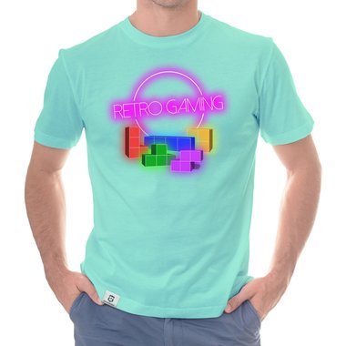 Herren T-Shirt - Retro Gaming dunkelblau-bunt S