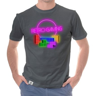 Herren T-Shirt - Retro Gaming dunkelblau-bunt S
