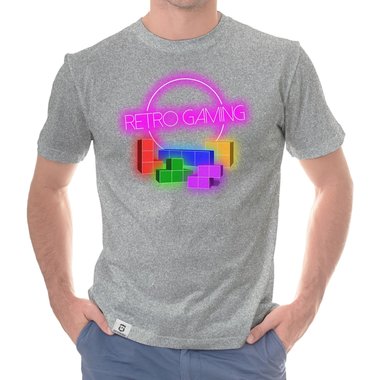 Herren T-Shirt - Retro Gaming dunkelblau-bunt S