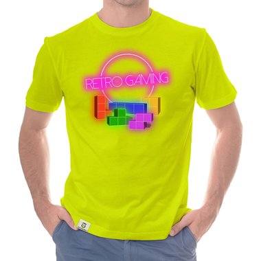 Herren T-Shirt - Retro Gaming dunkelblau-bunt S